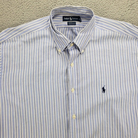 Ralph Lauren Shirt Mens 16.5 34/35 Blue Button Down Classiccore Yarmouth - Picture 12 of 16